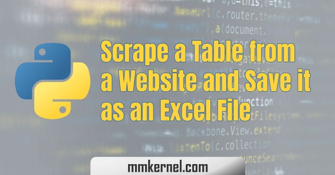 Scrape a Table From a Website and Save it as an Excel File - MMkernel.com