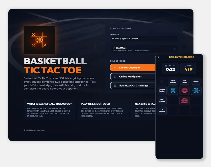 Basketball TicTacToe Online Game